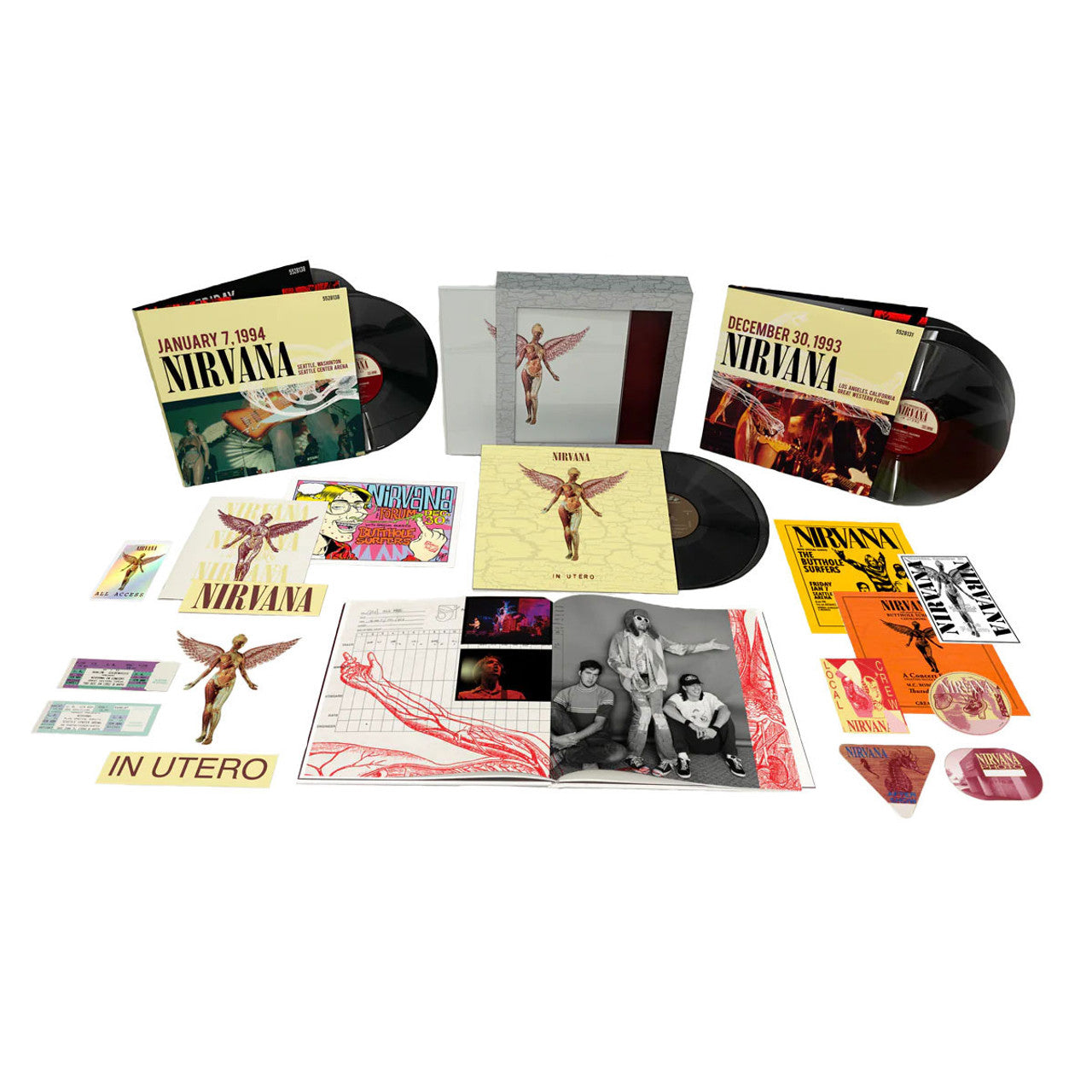 Nirvana - In Utero [8LP Boxset] (30th Anniversary, 180 Gram, Super Deluxe Edition, 53 unreleased tracks, 48-pg book, poster litho, 2 ticket stubs, 3 gig flyers, tour laminate, backstage passes) (limited)