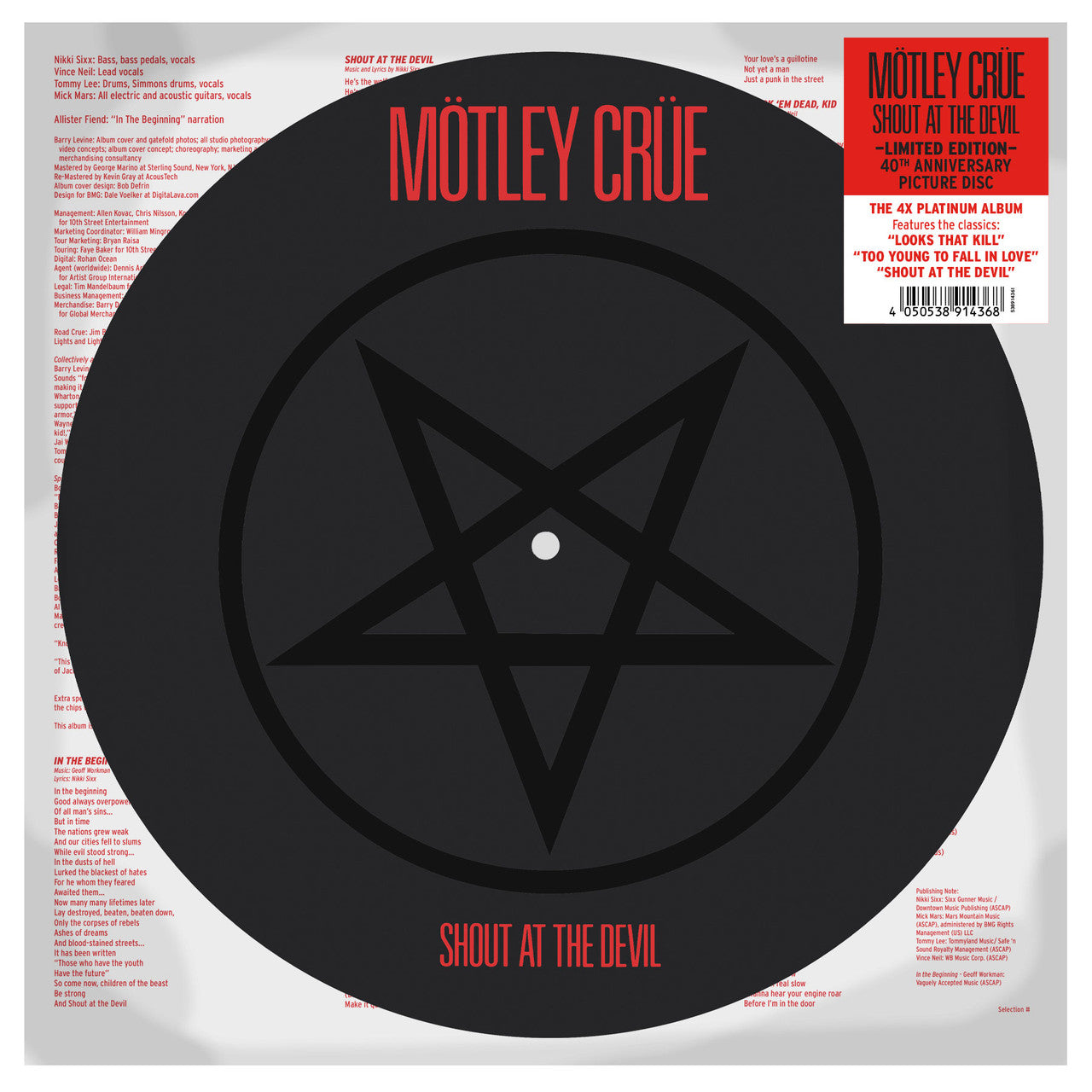 Motley Crue - Shout At The Devil [LP] Limited 40th Anniversary Picture Disc