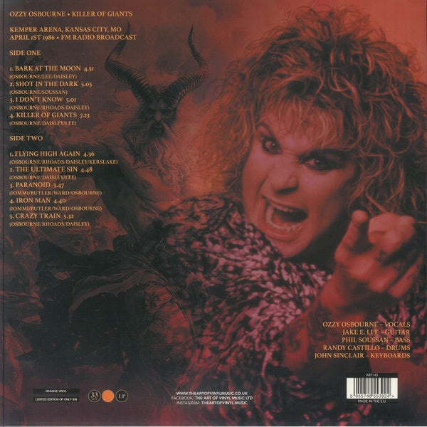 Ozzy Osbourne Killer of Giants 2枚組レコード Ozzy Osbourne - Killer Of Giants - Live 1986 [LP] Limited Orange