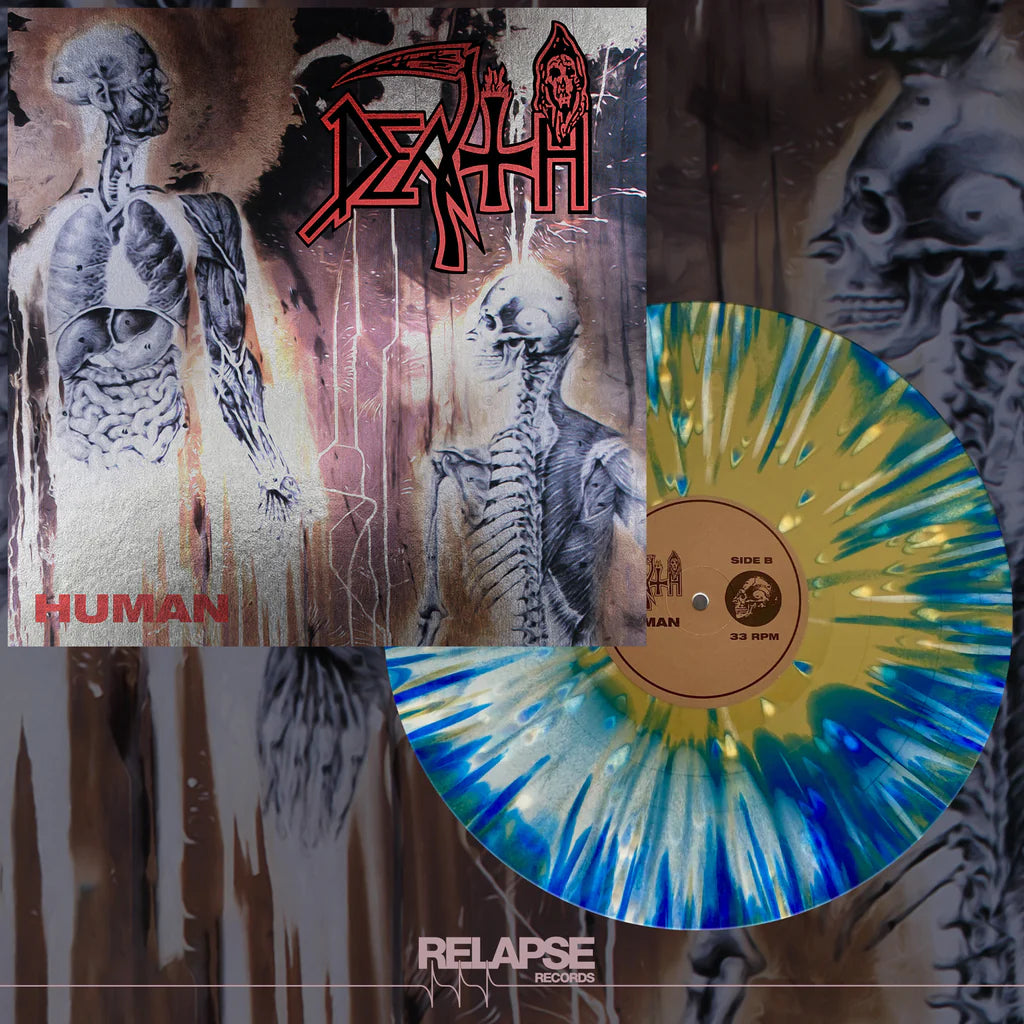 Death - Human [LP] (Bone White, Blue Jay & Gold Tri Color Merge with Splatter Vinyl, remastered, reissue)