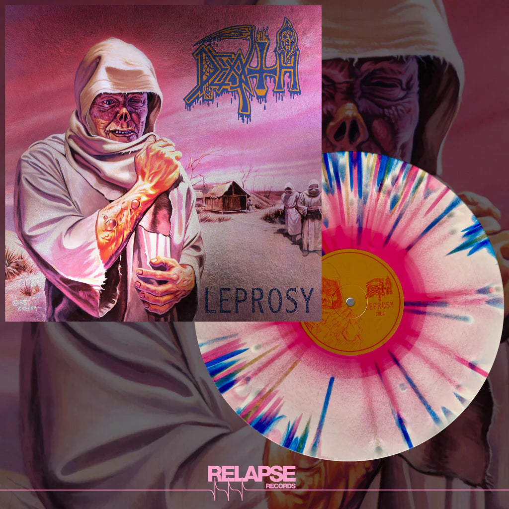 Death - Leprosy [LP] (Hot Pink, Bone White & Blue Jay Tri Color Merge with Splatter Vinyl, download, reissue)