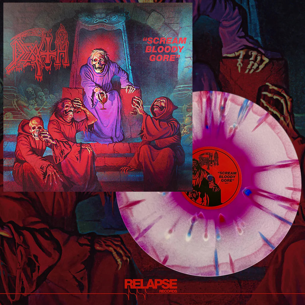 Death - Scream Bloody Gore [LP] (Neon Violet, Bone White & Red Tri Color Merge with Splatter Vinyl)
