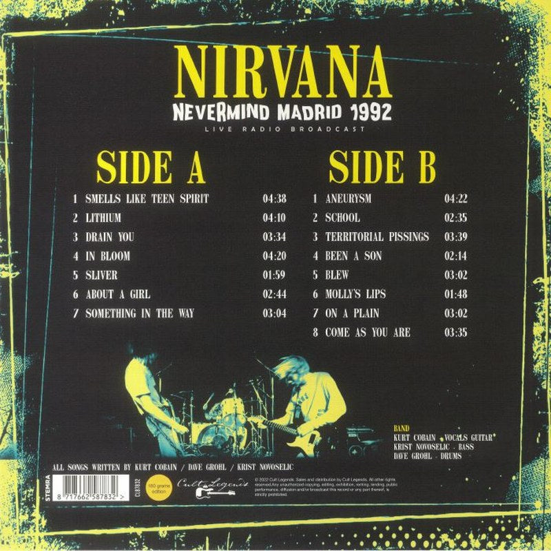 Nirvana - Nevermind Madrid 1992 [LP] Limited Import Only LP – Hot